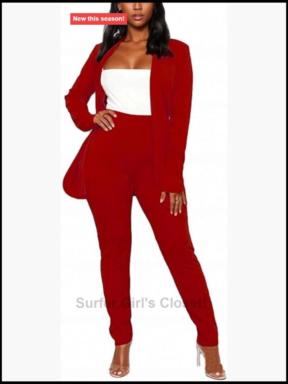 2 Piece Pantsuit Set Long Sleeve Blazer Pencil Pants Business Office Outfit